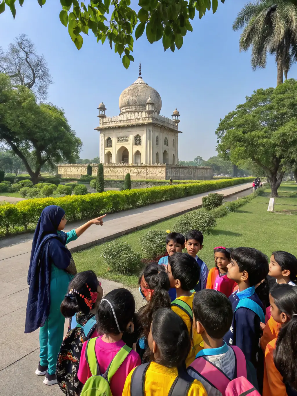A photograph of students participating in a local history educational program, showcasing the organization's commitment to education.